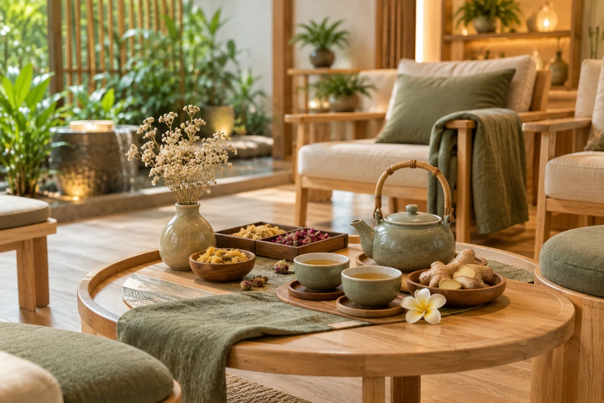 Góc trà thư giãn sau liệu trình – An Nhiên