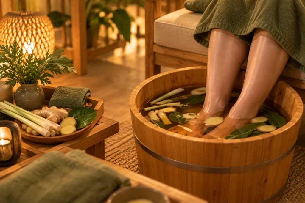 Ngâm chân thảo mộc buổi tối – An Nhiên