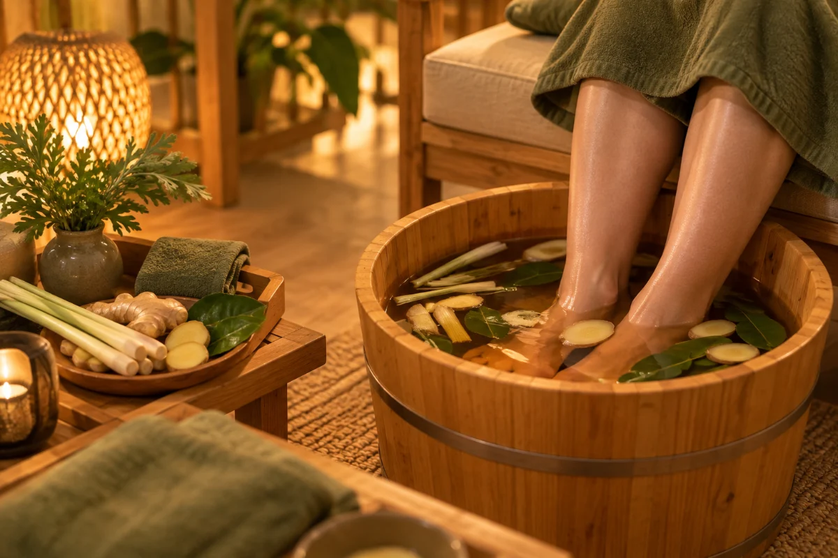 Ngâm chân thảo mộc buổi tối – An Nhiên